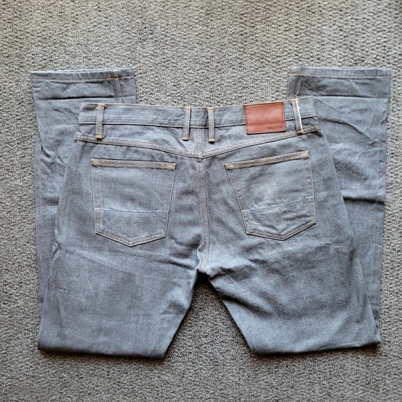 Gustin men's light grey denim size W38 L34 slim fit raw button fly - Picture 2 of 16